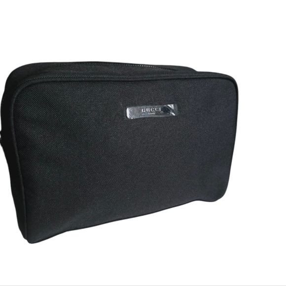 Gucci Beauty Canvas Makeup Bag Black NWOT Travel Cosmetics Pouch - Picture 3 of 17